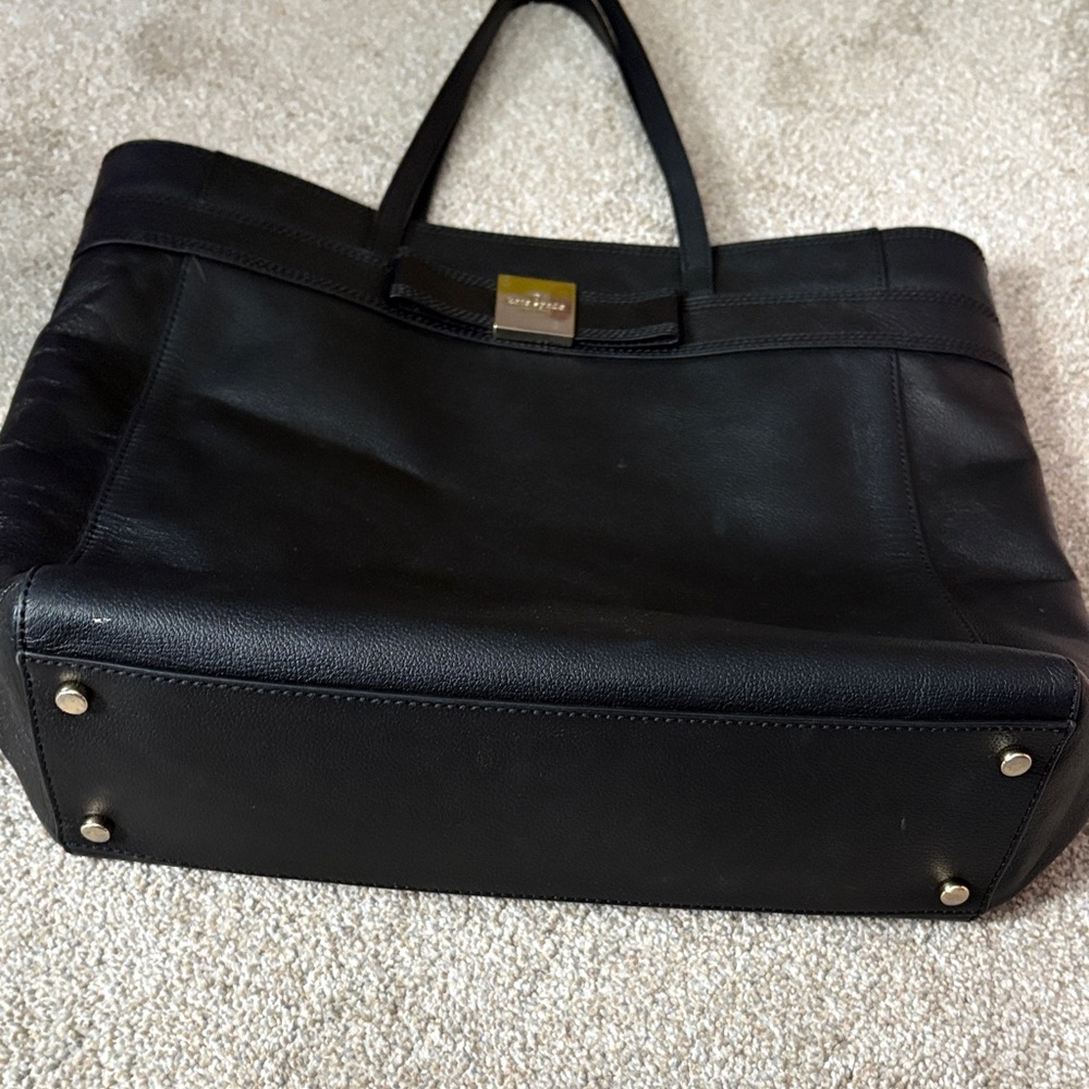Kate Spade Black Leather Handbag with Gold Accent - Picture 5 of 8